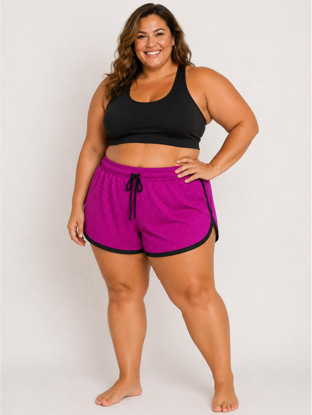 Bobbie Brooks Pink Athletic Nylon Shorts With Black Lining